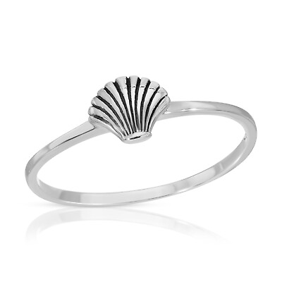 #ad Sterling Silver 925 Sea Shell Ring Sea Life stackable Ring Minimal Jewelry R115 $23.99