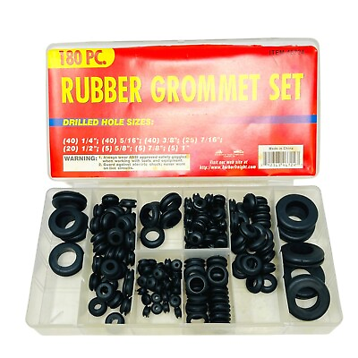#ad 180 pcs Harbor Freight 46724 Rubber Grommet Set Sizes 1 4 in to 1 in with Box $9.57