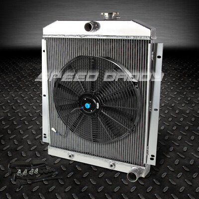 #ad 3 ROW FULL ALUMINUM RADIATOR16quot; FAN FOR 47 54 CHEVY 3100 3600 3800 TRUCK PICKUP $147.68