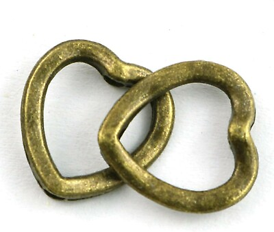 #ad 5 Heart Spacer Beads Antiqued Bronze 14mm Alloy Open Design Valentine#x27;s Jewelry $3.74