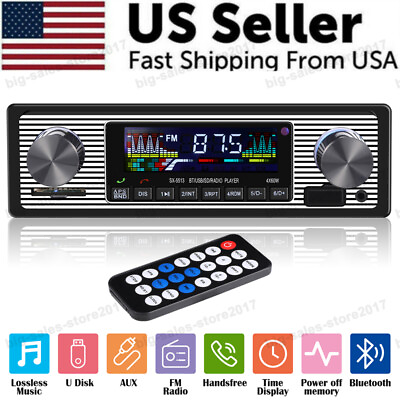 #ad Bluetooth Vintage Car FM Radio MP3 Player USB Classic Stereo Audio Receiver AUX $16.73