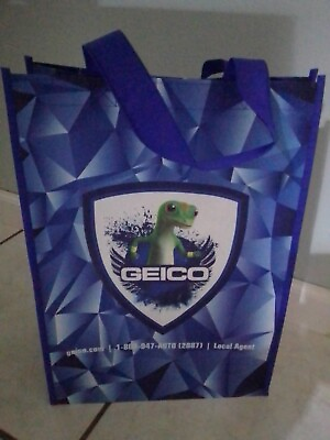 #ad GEICO GECKO Lizard Tote Bag Large Size 16quot; x 12#x27; x 6quot; Blue NEW $9.50