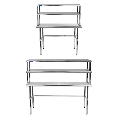 #ad #ad Stainless Steel Open Base Table Wide Double Tier Overshelf Metal Kitchen $334.95