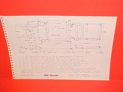 #ad 1969 CHEVROLET IMPALA CONVERTIBLE CAPRICE BELAIR BISCAYNE FRAME DIMENSION CHART $13.99