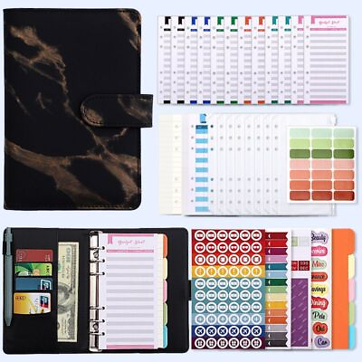 #ad Notebook Binder Marble Cover A6 Ring Planner Cash Envelopes Budget Sheets Tools $105.33