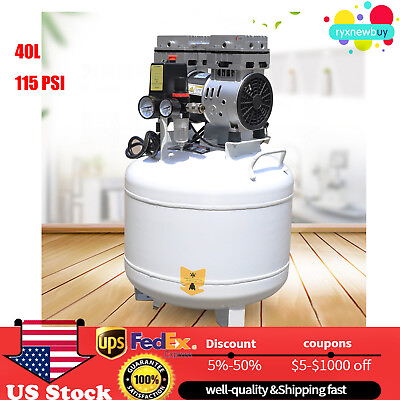 #ad 115PSI 0.75KW 40L Dental Medical Air Compressor Silent Air Compressor Oilless $319.20