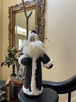 #ad Vintage Old World Forrest Santa Handmade In Maine 12.5” Cottagecore Folkart $50.00