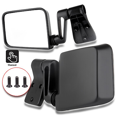 #ad Manual PassengerDriver Side View Door Mirrors For 1987 2002 Jeep Wrangler Black $39.72