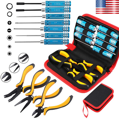#ad 10Pcs RC Tools Kits Screwdriver Pliers Hex Repair Box Set for RC Car Traxxas $37.98