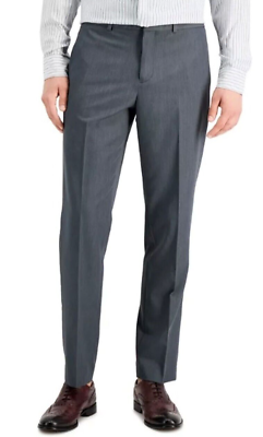 #ad PERRY ELLIS mens MODERN FIT dress pants GRAY FLAT FRONT STRETCH 34 29 NWT $95 $19.99