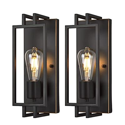 #ad Industrial Wall Sconces Set of 2 Oil Rubbed Bronze Indoor Wall Lamp Vintage ... $112.97