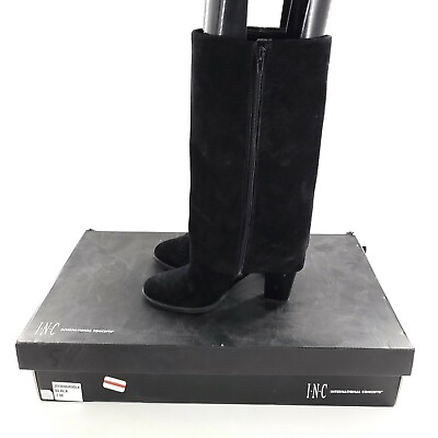 #ad INC Suede Boots Black Tall Below Knee Zipper Side Womens Size 7 $12.50