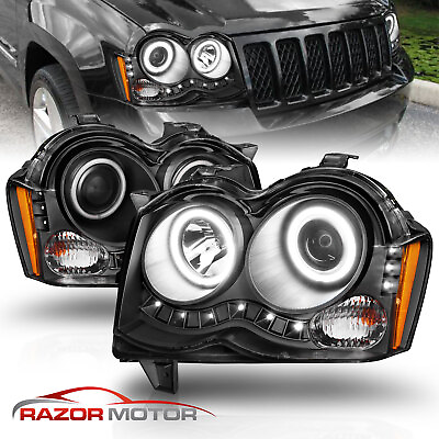 #ad 2008 2010 For Jeep Grand Cherokee LED Halo Projector Headlights Set $265.83