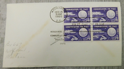 #ad 1st Day Issue Communications For Peace WA DC Echo 1960 VTG Stamp Envelope Cover $7.96