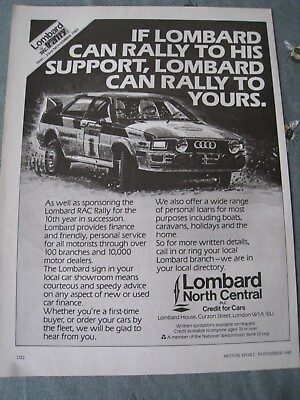 #ad LOMBARD CAN RALLY NORTH CENTRAL CREDIT 1983 ADVERT A4 SIZE FILE 14 GBP 1.99