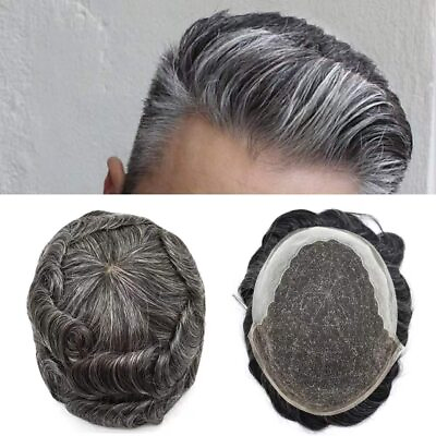 #ad Mens Toupee Hairpiece French Lace Front Hair System Replacement PU Skin Mens Wig $219.00