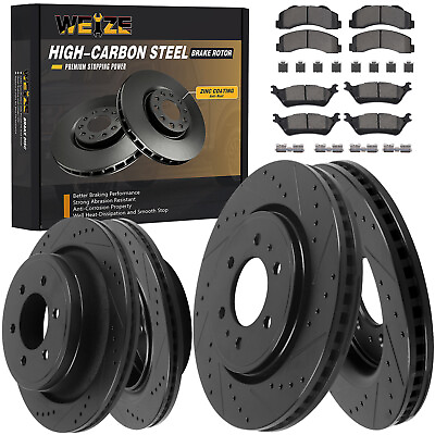 #ad Front Rear HIGH CARBON Steel Brake Rotors Brake Pads for Ford F 150 2012 2020 $319.93