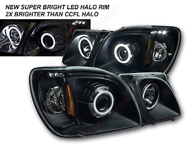 #ad Pair 1pc Style Black LED Halo Projector Headlights for 1998 2007 Lexus LX470 $225.00