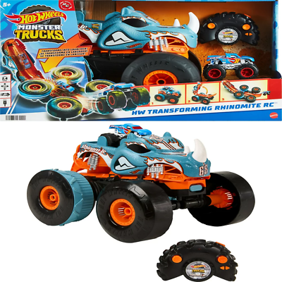 #ad Monster Trucks RC Rhinomite Transforms into Launcher Includes 1:64 Scale Toy Tr $138.87