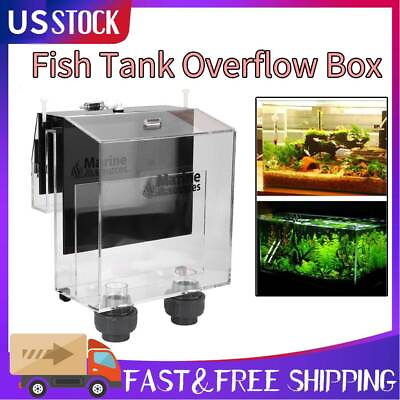 #ad Quality Acrylic Self start Siphon Hang On Overflow Box for Fish Tank Aquarium $90.99