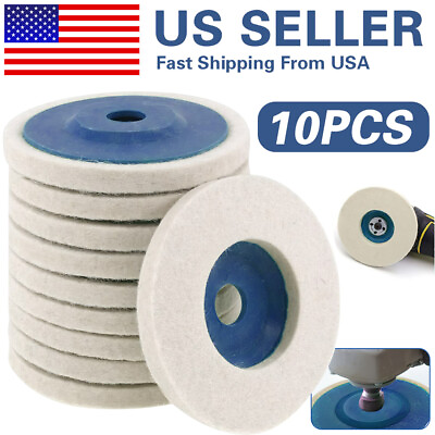 #ad 10Pcs 4quot; Wool Polishing Discs Finishing Wheel Buffing Pads for 100 Angle Grinder $9.99