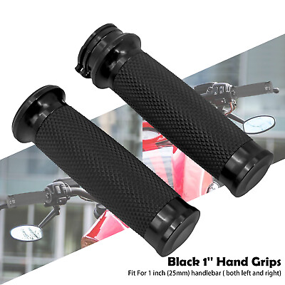 #ad 1quot; Black 25mm Handle Bar Hand Grips For Harley Touring Sportster Dyna Softail $12.34
