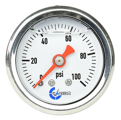 #ad CARBO Gauge 0 100 psi Fuel Pressure Oil Pressure 1.5quot; Liquid Filled White Dial $16.45