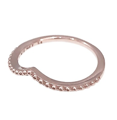 #ad NEW 100% Authentic PANDORA Rose Gold Beaded Wishbone Stacking Ring 186315 $46.75
