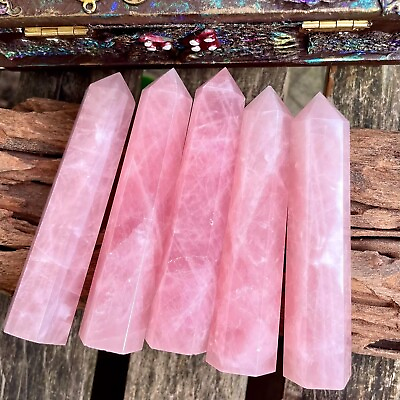#ad Rose Quartz Healing Crystal Witchy Wand Reiki Tower Point Obelisk Ornament Gifts $15.50