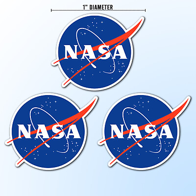 #ad 3 pcs NASA quot;Meatballquot; Logo Space Vinyl Glossy Sticker 1quot; Diameter $3.99