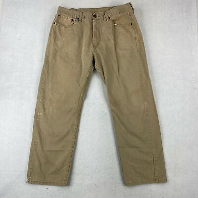 #ad Levi#x27;s 505 Straight Leg Jeans Men#x27;s W38xL30 Tan 5 Pocket Regular Fit Cotton $15.95