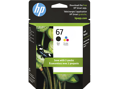 #ad HP 67 2 pack Black Tri color Original Ink Cartridges 3YP29AN#140 $26.99