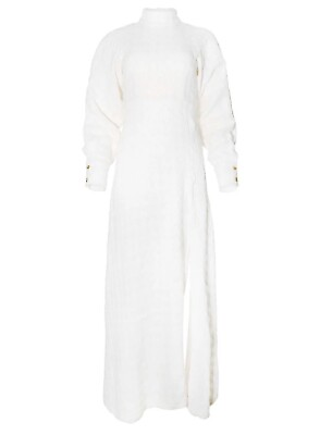 #ad ADIBA Designer Pearl White Long Sleeve Maxi Tweed Dress Size XS $890.00