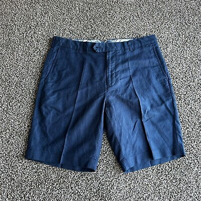 #ad Brooks Brothers Shorts Men#x27;s 38 Blue Regular Fit Flat Front Irish Linen Bermuda $19.97