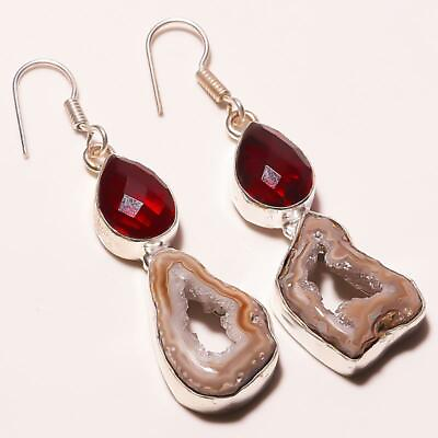 #ad Brown Druzy amp; Garnet Handmade Ethnic Style Jewelry Earring C 376 $5.99