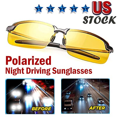 #ad HD Polarized Night Vision Driving Sunglasses Glasses Anti Glare TAC Yellow Lens $11.89