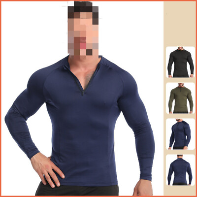 #ad Men#x27;s Sports Running Compression Stretch Fitness Dry Long Sleeve Tight T Shirts $26.79