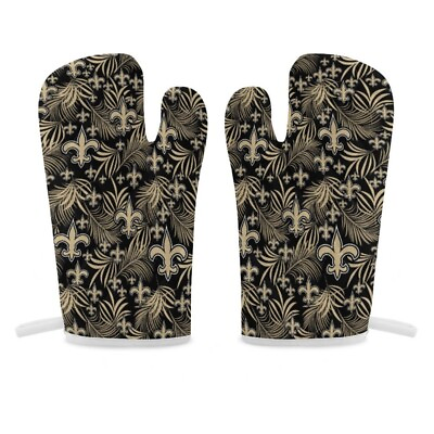 #ad New Orleans Saints Thermal Gloves Oven Gloves 2 Piece Set of Insulated Gloves $12.98