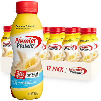 #ad Premier Protein Shake Bananas amp; Cream 30g Protein 11.5 fl oz 12 Ctnew $26.98