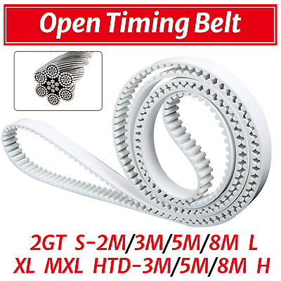#ad Open Ended Timing Belt 2GT S HTD 3M 5M 8M L H MXL PU Polyurethane Steel Wire $18.99
