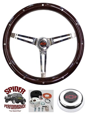 #ad 64 65 Impala Biscayne Bel Air steering wheel RED BOWTIE tilt 15quot; MUSCLE MAHOGANY $208.99