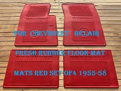 #ad For Chevrolet Bel Air Fresh Rubber Floor Mat Mats Red Set of4 1955 58 $179.55