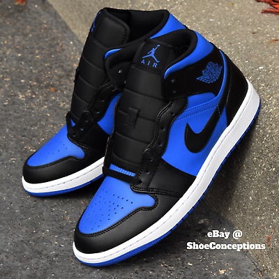 #ad #ad Nike Air Jordan 1 Mid Shoes quot;Royal Bluequot; Black White DQ8426 042 Men#x27;s Sizes NEW $115.89