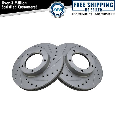 #ad Front Performance Drilled Slotted G Coated Disc Brake Rotor Pair New $68.72