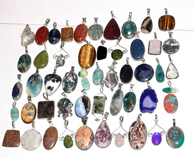 #ad 50pcs Pendants Mix Gemstones Ethnic Fresh Stock Sale 1quot; 3quot; Jewelry Mix Sets JW $65.99