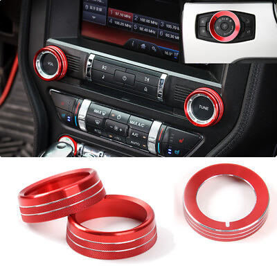 #ad 3* Red Air Conditioner Headlight Switch Knob Cover Trim For Ford 2015 Mustang $16.99