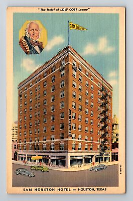 #ad Houston TX Texas Sam Houston Hotel Antique Vintage Souvenir Postcard $7.99