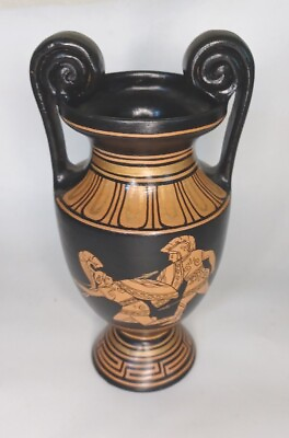 #ad VTG Greek Vase Replica Handmade 7 1 2 quot; Black Terracotta $36.00