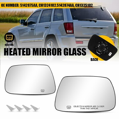 #ad Rear View Heated Mirror Glass Driveramp;Passenger For 2005 2010 Jeep Grand Cherokee $32.99