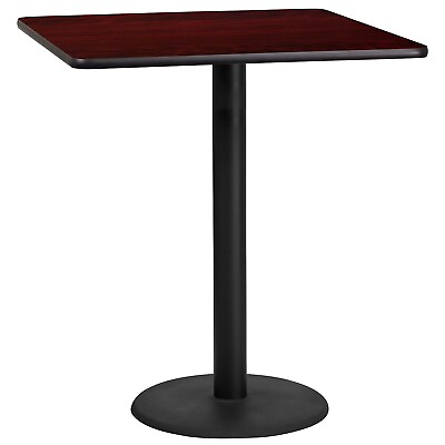 #ad Flash Furniture 36quot;L Square Table with 24quot;W x 42quot;H Round Base Mahogany Laminate $228.78